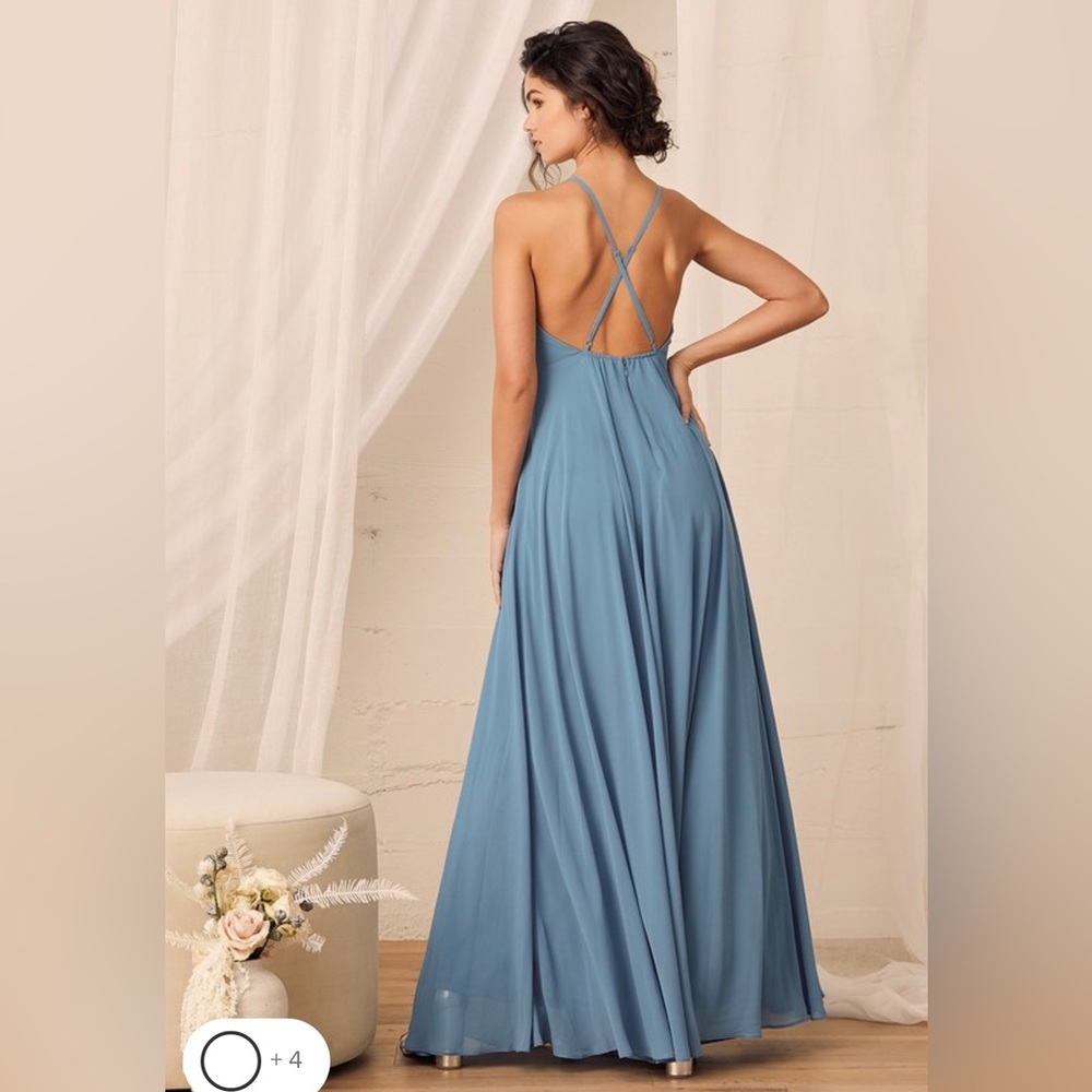 Lulu’s Slate Blue Bridesmaid Dress- Mythical Kind of Love Maxi Dress, medium - Picture 5 of 6